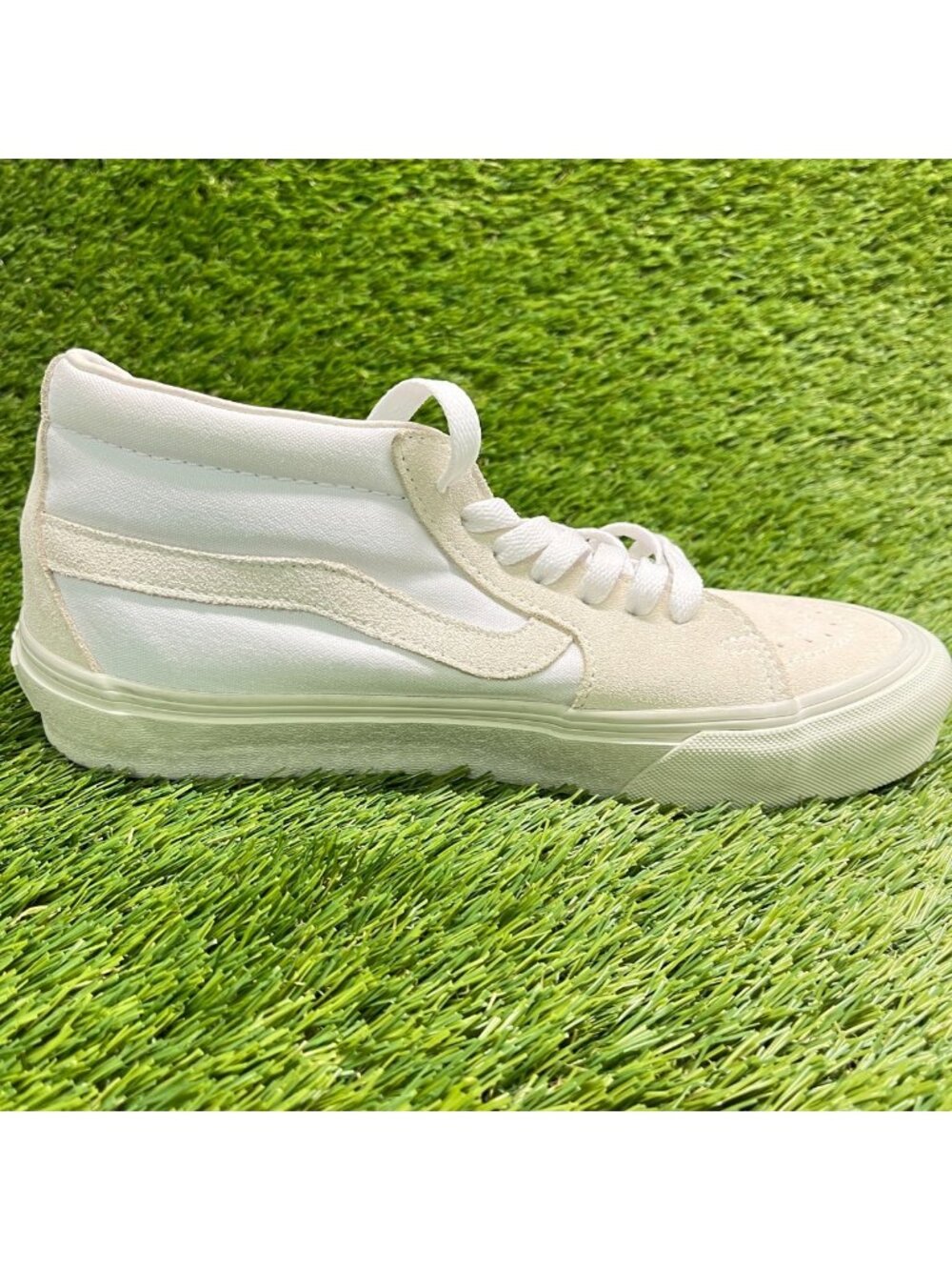 Vans Sk8-Mid VLT LX Womens Size 8.5 Mens 7 Beige White Athletic Shoes Sneakers - Picture 4 of 10
